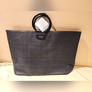 NWT Women's Kate Spade New York Black Raffia Tote Bag